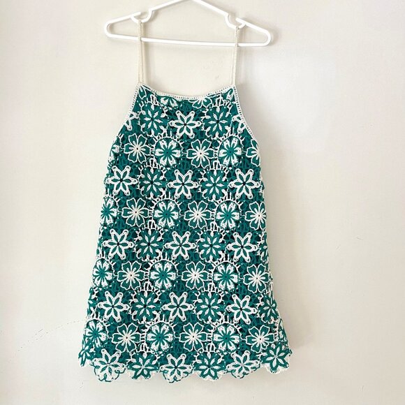 New ZARA Crochet Floral Green Mini Dress, size XS - Picture 9 of 16